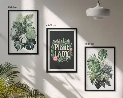 Set di 3 quadri Piante tropicali motivo Signora delle piante