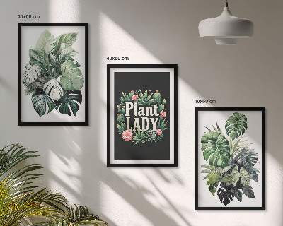 Set di 3 quadri Piante tropicali Signora delle piante