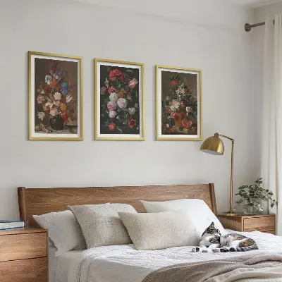 Composizioni floreali in vaso set di 3 quadri