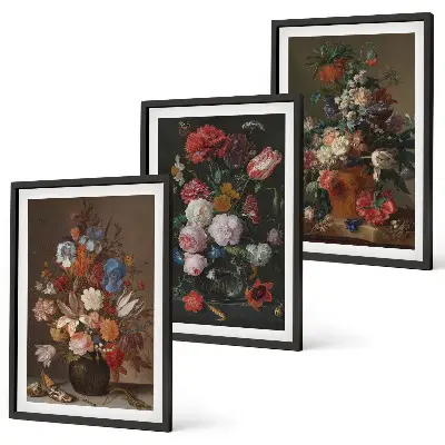 Composizioni floreali in vaso set di 3 quadri