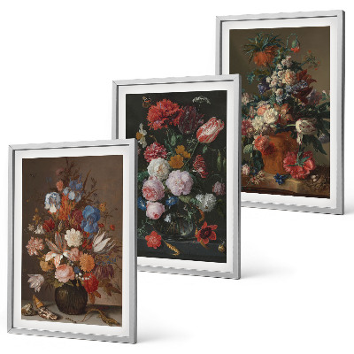 Set di 3 quadri Composizioni floreali in vaso