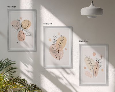 Composizione di quadri Disegni di piante dai colori pastello