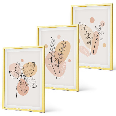 Composizione di quadri Disegni di piante dai colori pastello