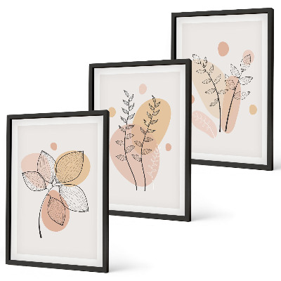 Composizione di quadri Disegni di piante dai colori pastello