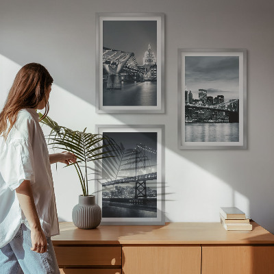 Set di quadri incorniciati Ponti, architettura urbana, grigio
