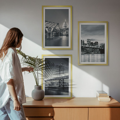 Set di quadri incorniciati Ponti, architettura urbana, grigio