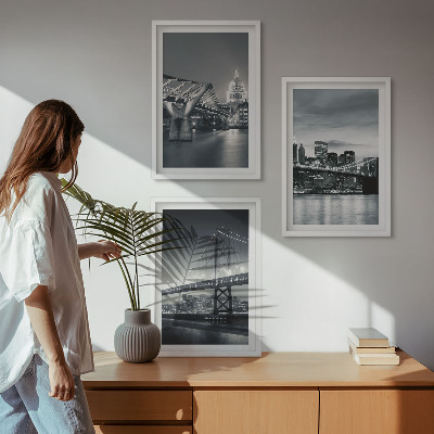 Set di quadri incorniciati Ponti, architettura urbana, grigio