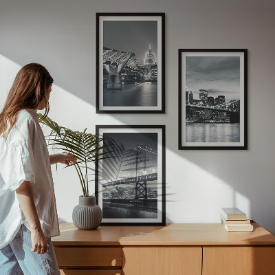 Set di quadri incorniciati Ponti, architettura urbana, grigio
