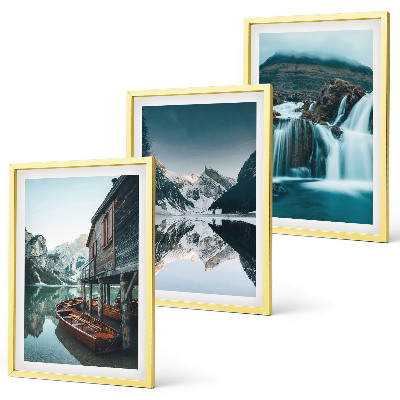 Composizione di quadri paesaggi montani cascata lago