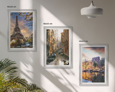 Set di quadri incorniciati Torre Eiffel Venezia Canali di Amsterdam