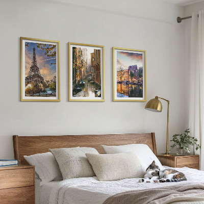 Set di quadri incorniciati Torre Eiffel Venezia Canali di Amsterdam