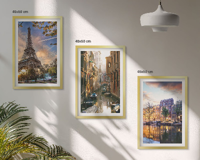 Set di quadri incorniciati Torre Eiffel Venezia Canali di Amsterdam