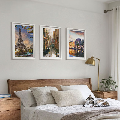 Set di quadri incorniciati Torre Eiffel Venezia Canali di Amsterdam