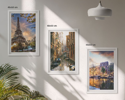 Set di quadri incorniciati Torre Eiffel Venezia Canali di Amsterdam