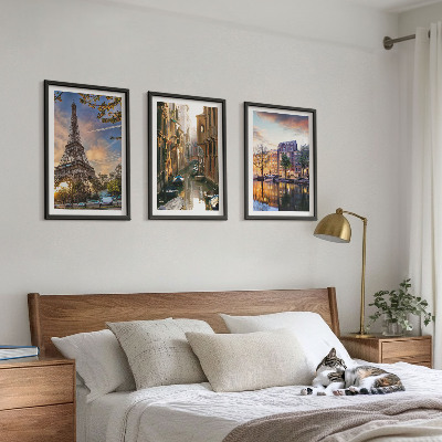 Set di quadri incorniciati Torre Eiffel Venezia Canali di Amsterdam
