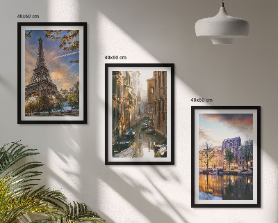 Set di quadri incorniciati Torre Eiffel Venezia Canali di Amsterdam