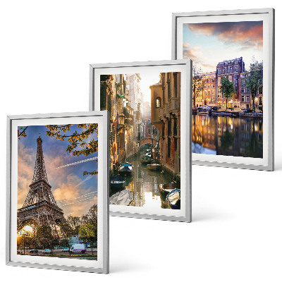 Set di quadri incorniciati Torre Eiffel Venezia Canali di Amsterdam
