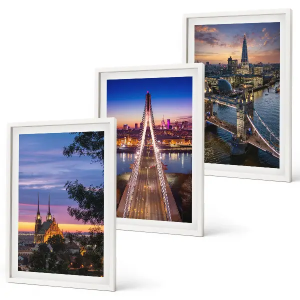 Set di quadri incorniciati con panorami di ponti e tramonti