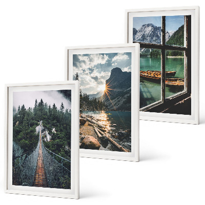 Composizione di quadri Ponte, foresta, lago, barche, montagne