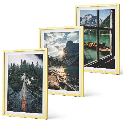 Composizione di quadri Ponte, foresta, lago, barche, montagne
