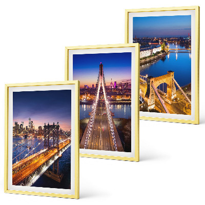 Set di 3 quadri Città di notte ponti fiumi