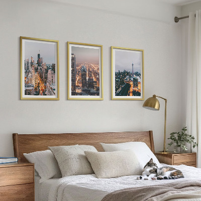 Composizione di quadri Città di notte, grattacieli e luci