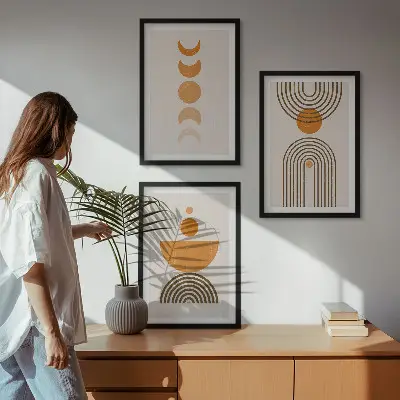 Set di quadri incorniciati con decorazioni bohémien minimaliste