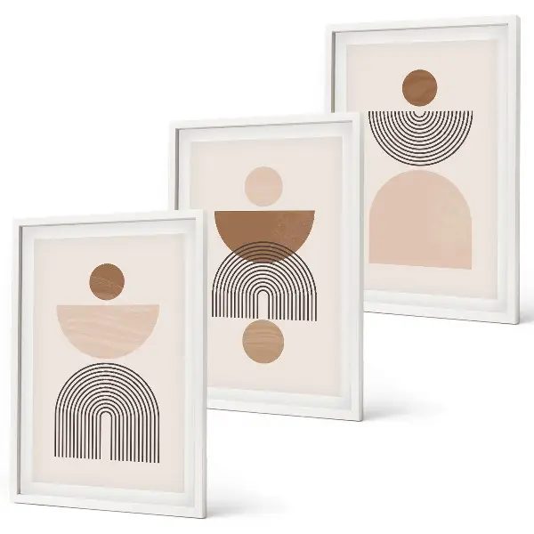 Set di quadri incorniciati con forme astratte marroni