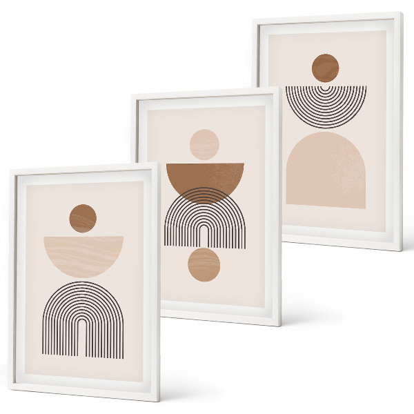 Set di quadri incorniciati Forme astratte marroni