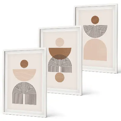 Set di quadri incorniciati con forme astratte marroni