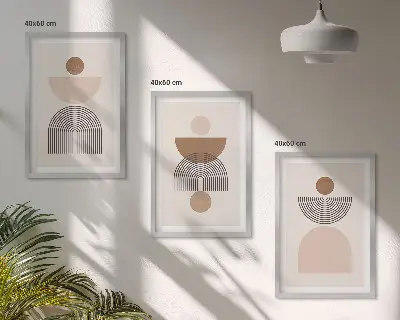 Set di quadri incorniciati con forme astratte marroni