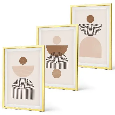 Set di quadri incorniciati con forme astratte marroni