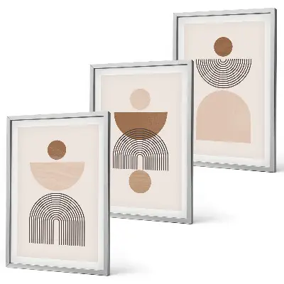 Set di quadri incorniciati con forme astratte marroni