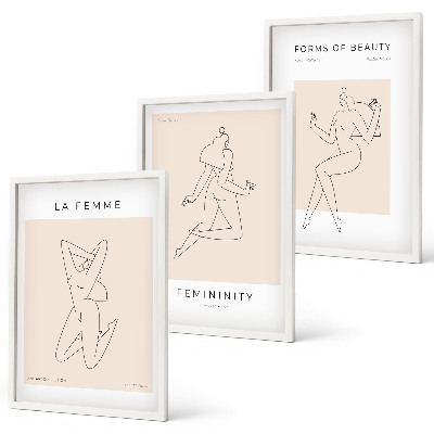 Set di 3 quadri Poster minimalista con silhouette femminili