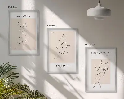 Set di 3 poster minimalisti con silhouette femminili