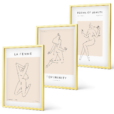 Set di 3 quadri Poster minimalista con silhouette femminili