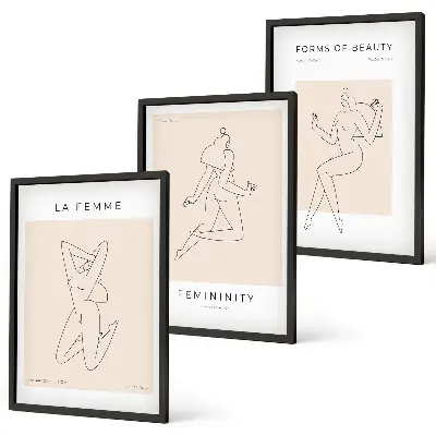 Set di 3 poster minimalisti con silhouette femminili