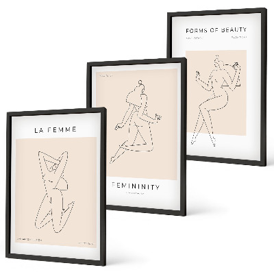 Set di 3 quadri Poster minimalista con silhouette femminili