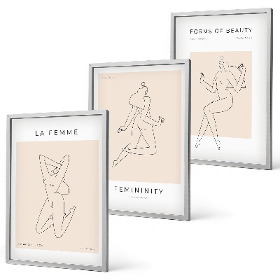 Set di 3 quadri Poster minimalista con silhouette femminili