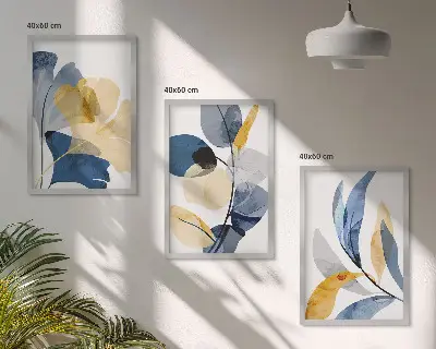Composizione di quadri con motivi vegetali ad acquerello