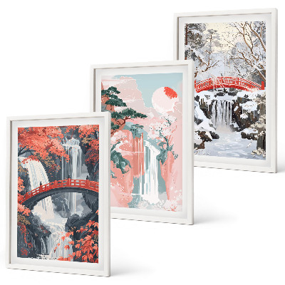 Set di 3 quadri Cascate delle stagioni