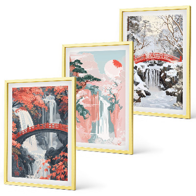 Set di 3 quadri Cascate delle stagioni