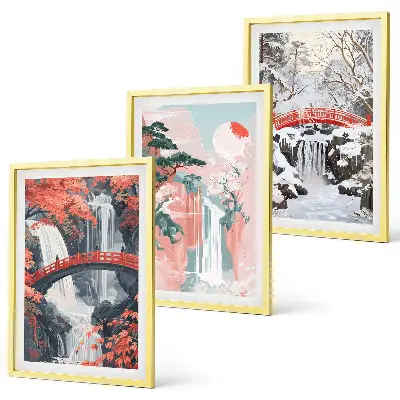 Cascate delle stagioni set di 3 quadri