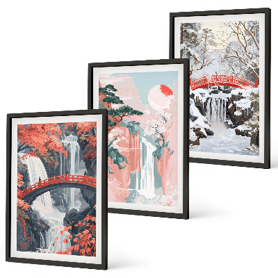 Set di 3 quadri Cascate delle stagioni