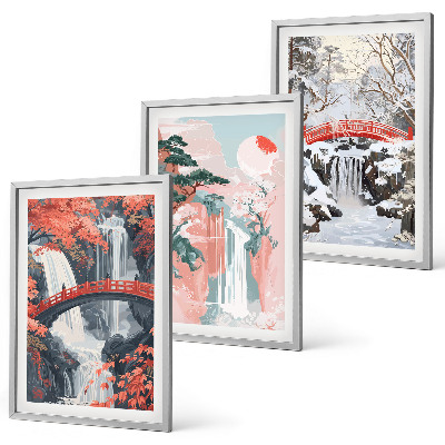 Set di 3 quadri Cascate delle stagioni