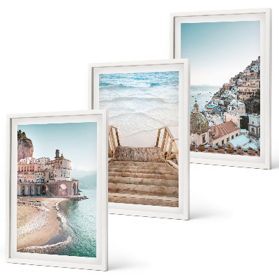 Composizione di quadri Panorami estivi di spiagge dai colori pastello