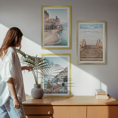 Composizione di quadri Panorami estivi di spiagge dai colori pastello