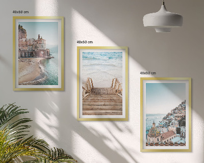 Composizione di quadri Panorami estivi di spiagge dai colori pastello