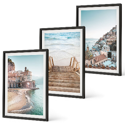 Composizione di quadri Panorami estivi di spiagge dai colori pastello