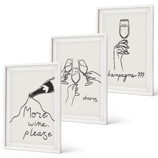 Composizione di quadri Illustrazione stilizzata del vino champagne